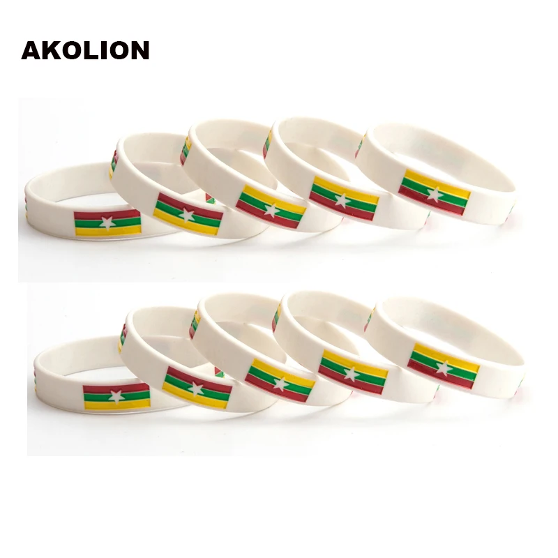 10pcs a Lot Syria Flag Silicone Rubber Bracelets Sports Wrist Band Bangle for Women Men 10pcs FB-0003 2