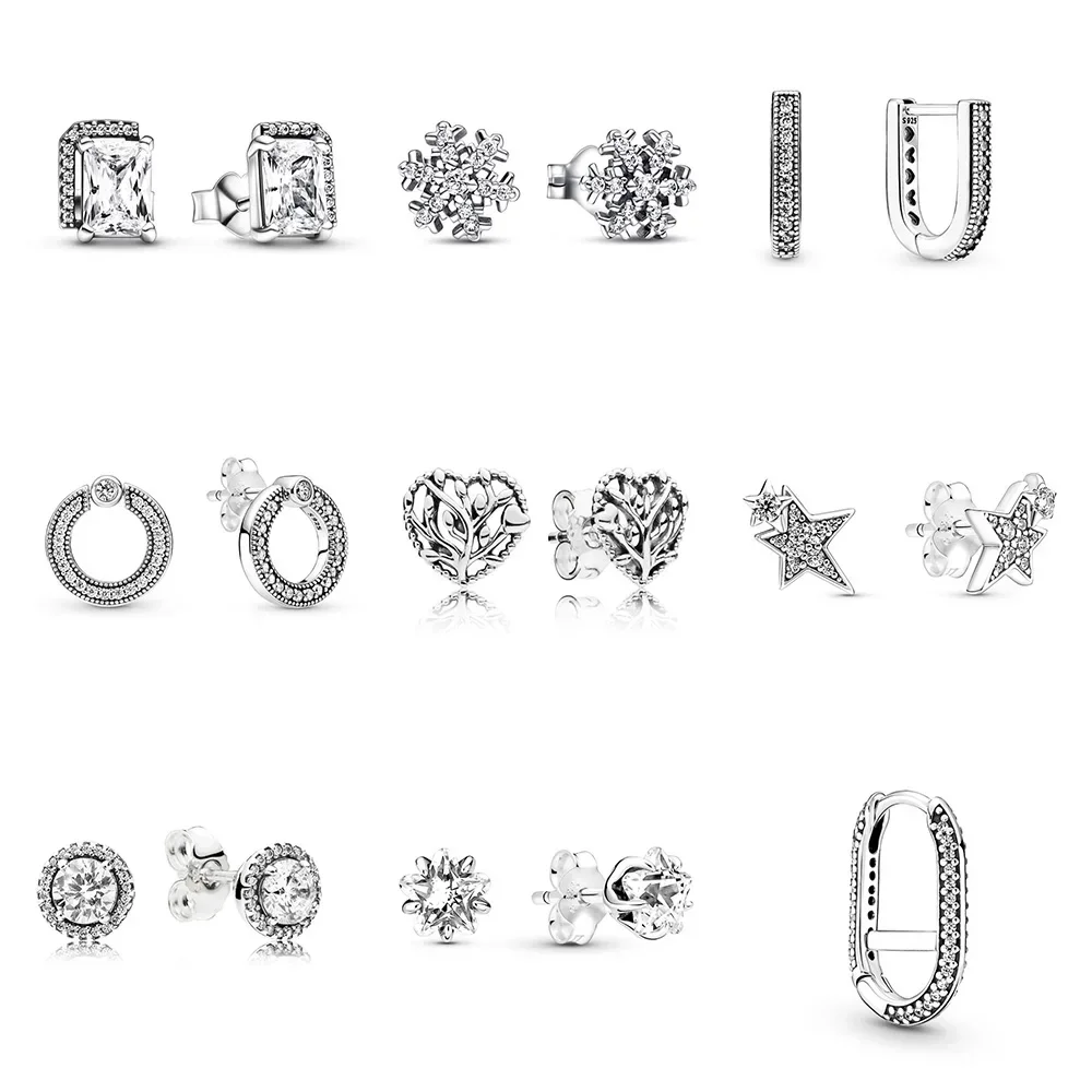

1 Pair 925 Sterling Silver Earrings Diy Snowflake Heart With Life Tree Earrings For Women Wedding Party Jewelry Gift