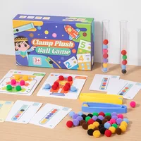 Clamp Plush Ball Game For Kids, Multi In One Clip Soft Beads Toy With Cards And Test Tubes, Color Recognition Teaching Aids 1