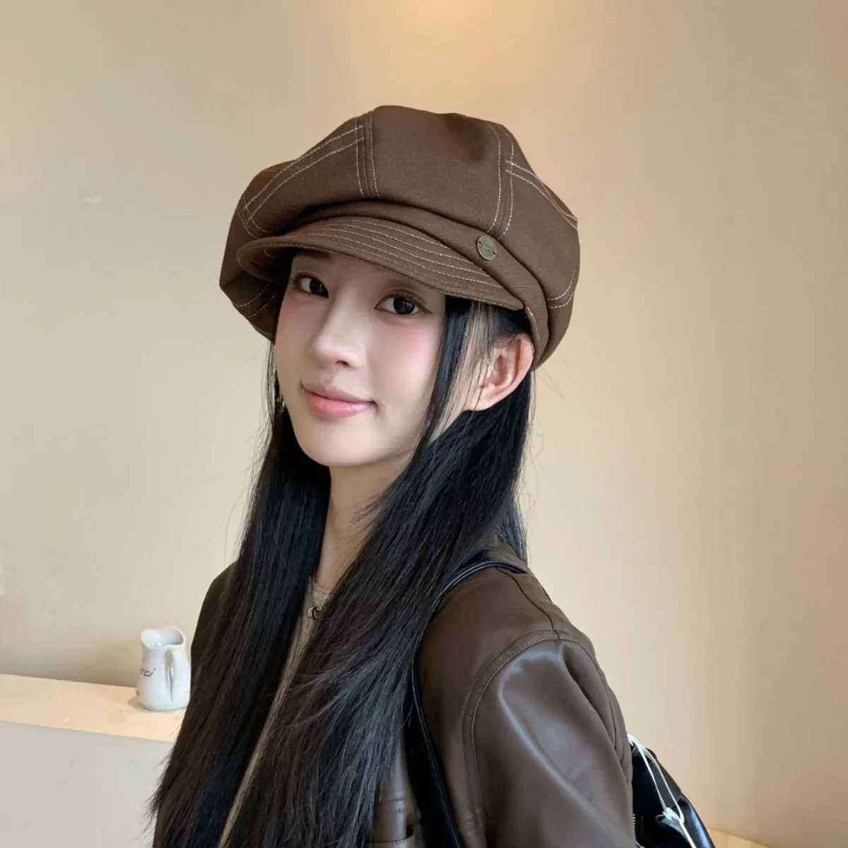 Women's Berets Korean Retro Casual Simple Versatile Fashionable Sweet Denim Berets Artistic High-quality Painter's Caps For Girl - 2