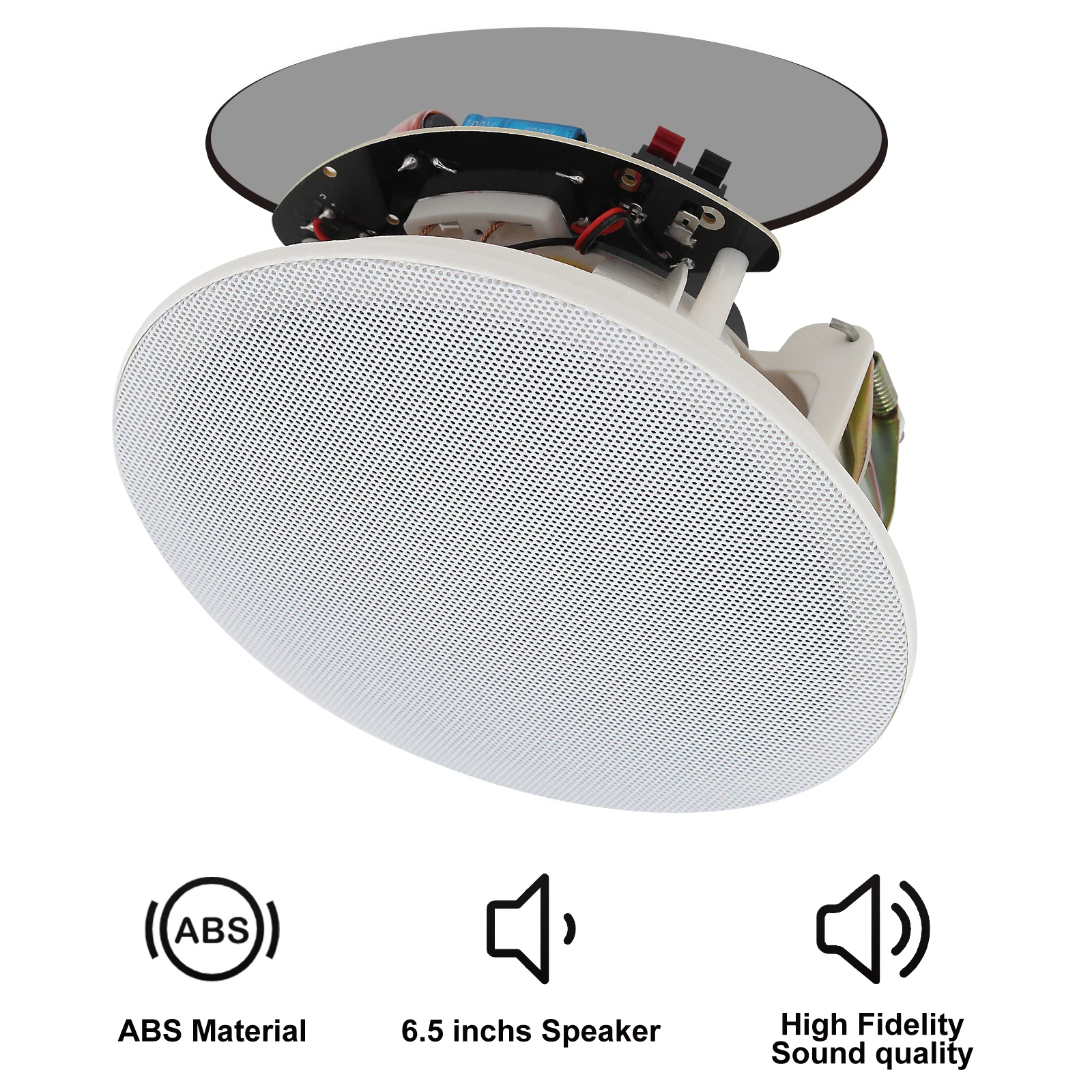 Herdio 6.5 Inch 300W Ceiling Wall Speaker Two-Way Home Speaker System For Wet Indoor Outdoor Kitchen Bathroom Covered Porch