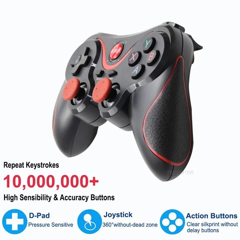 Wireless 3.0 Game Controller Terios T3/X3 For PS3/Android Smartphone Tablet PC With TV Box Holder T3+ Remote Support Bluetooth