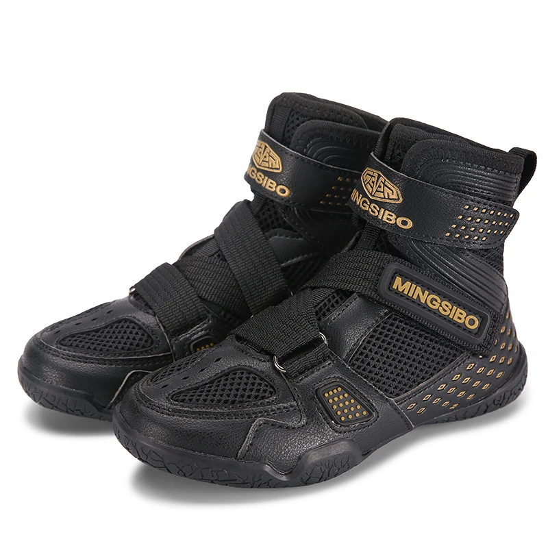 High-top Boxing Shoes Designed For Children wrestling Shoes Breathable and Comfortable Children's Fight Boots30-38