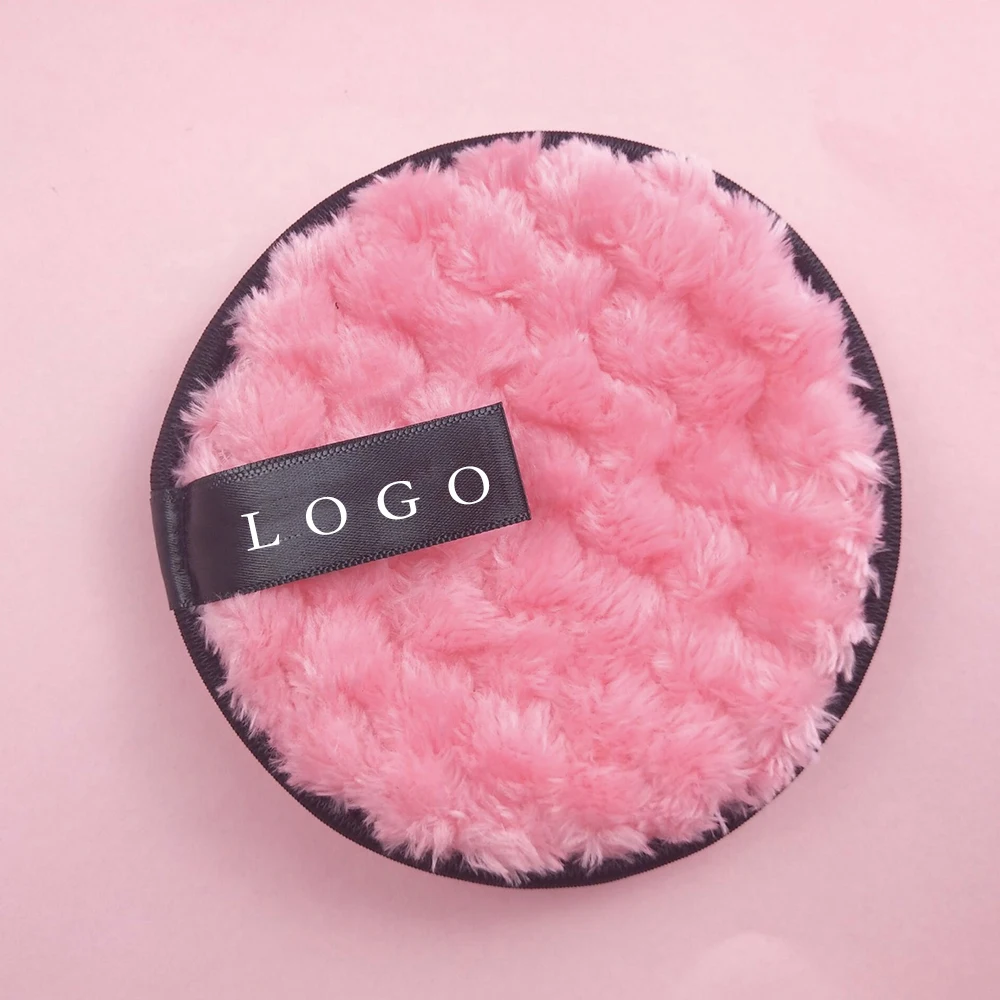 

50pcs Custom Logo Reusable Cotton Makeup Remover Pads Washable Face Sponge Cleansing Cloth Liquid Foundation Cream