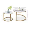 Coffee Table Nesting Round Table Set of 2 Side Table with Sturdy Metal Frame for Living Room Bedroom Apartment Modern 6