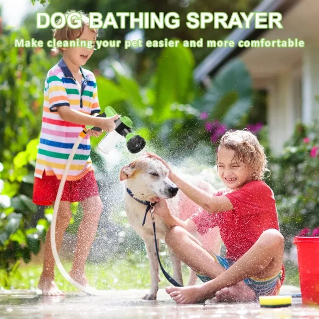 S947dfa600ff0465dae56207c862bb496V.jpg Dog Shower Sprayer 8 in 1 Pet Bath Cleaning Cat Dog Shower Gun High-pressure Hose Nozzle Foam Garden Car Animal Dog Wash Tool