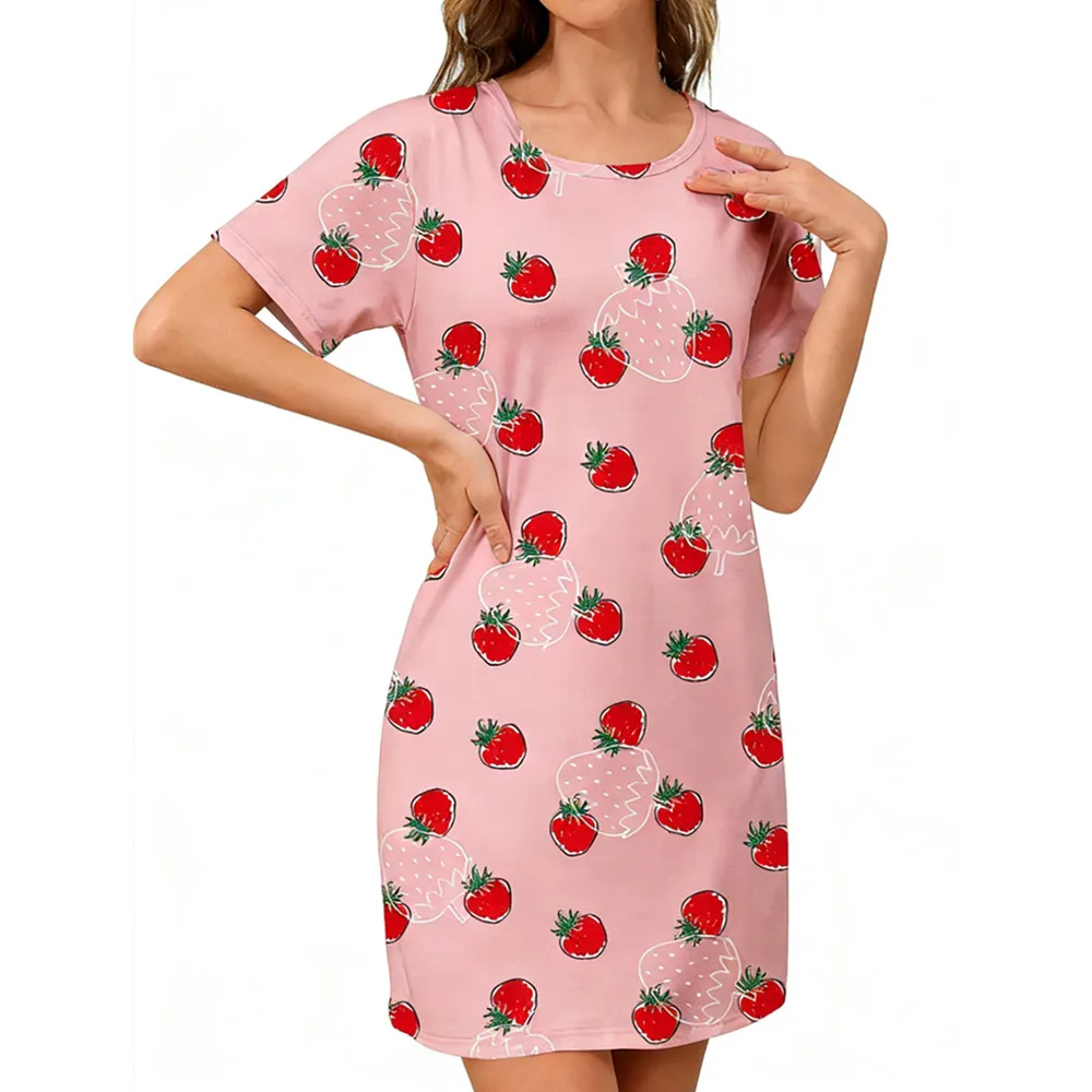 Women's Knee-Length Knit Nightgown with Soft Polyester Blend – Cute Sleepwear S947dfbb975064f55829b6641cb6bc3705
