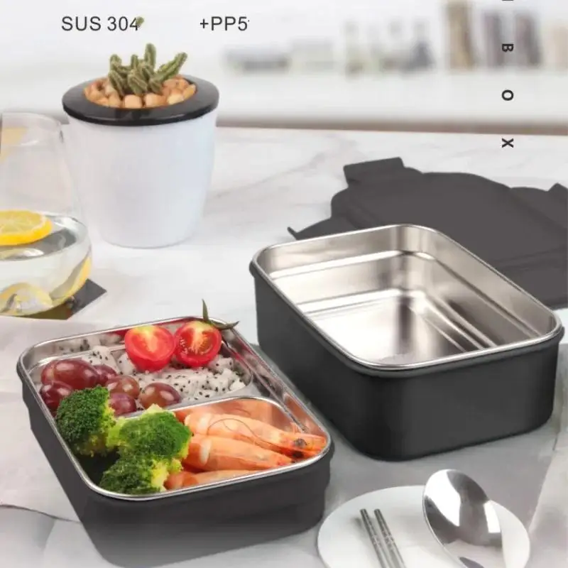 Children's Lunch Box Stainless Steel 304 Insulation Double-layer Lunch Box Student Multi-layer Creative Split Rectangular
