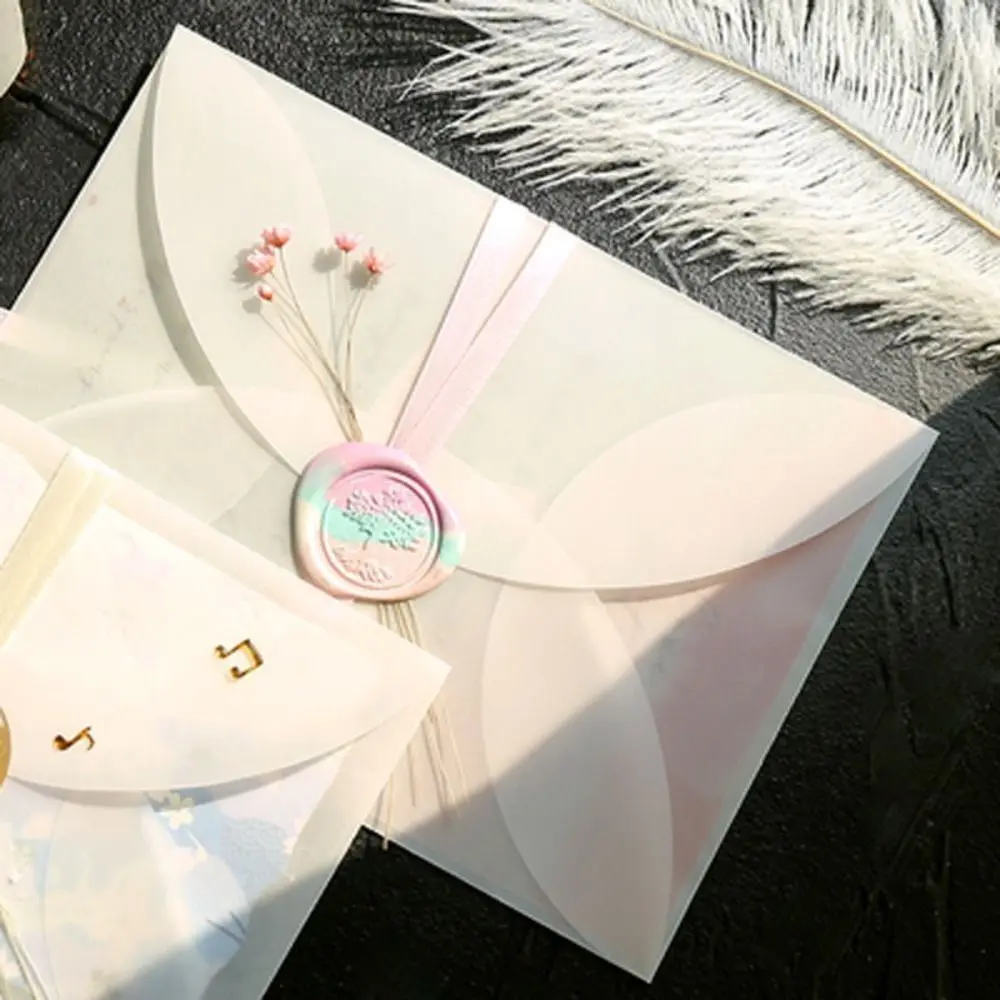 

5PCS Closure Transparent Envelope Blank DIY Translucent Paper Envelope Multifunctional Sizes Paper Envelopes Gift Bag