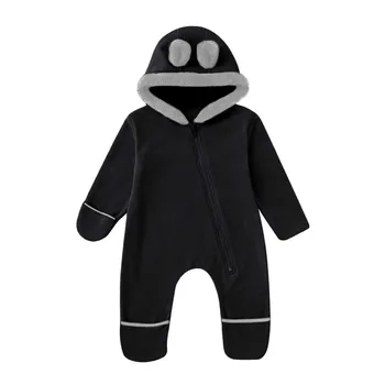 3 6 12 18 24 Months Winter Baby Hooded Romper Infant Boys Girs Jumpsuit Toddler Cartoon Ears Jumpsuit Zip Children's Clothes 3