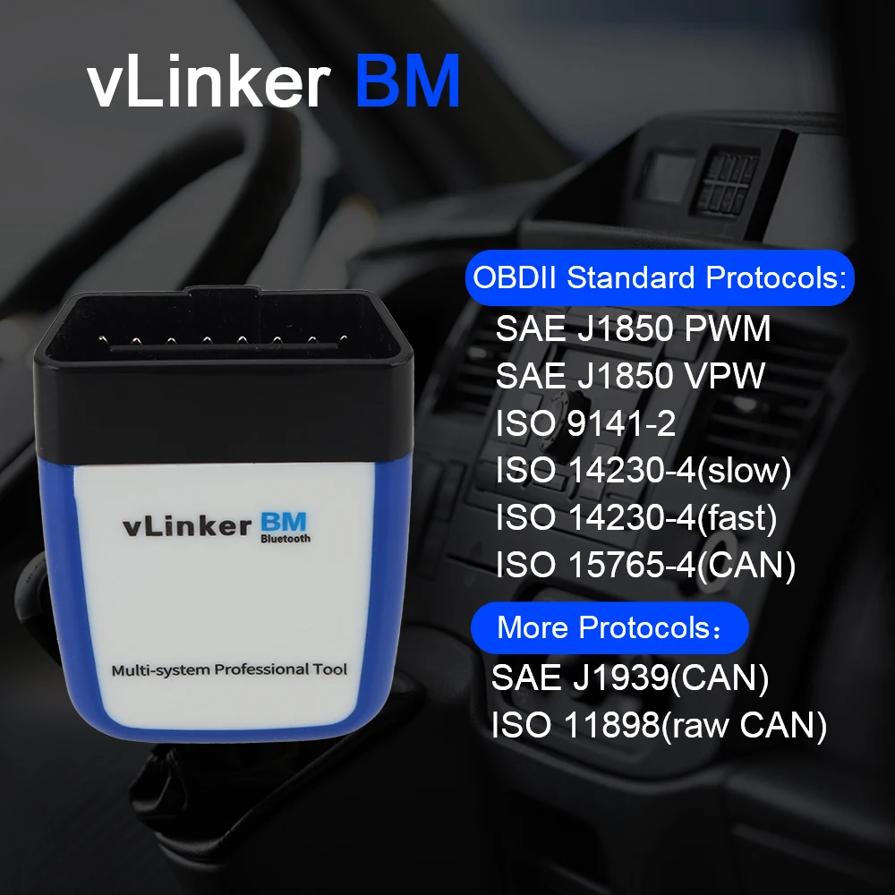 OBD2 Scanner Code Reader ELM327 VLinker BM Bluetooth 3.0 V2.2 For BMW Bimmercode Scan Car Diagnostic Tool best car battery charger