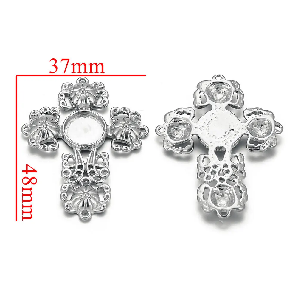 Stainless steel 12mm Cross Tray Pendant Pendant DIY Necklace Earrings Jewelry Accessories 7