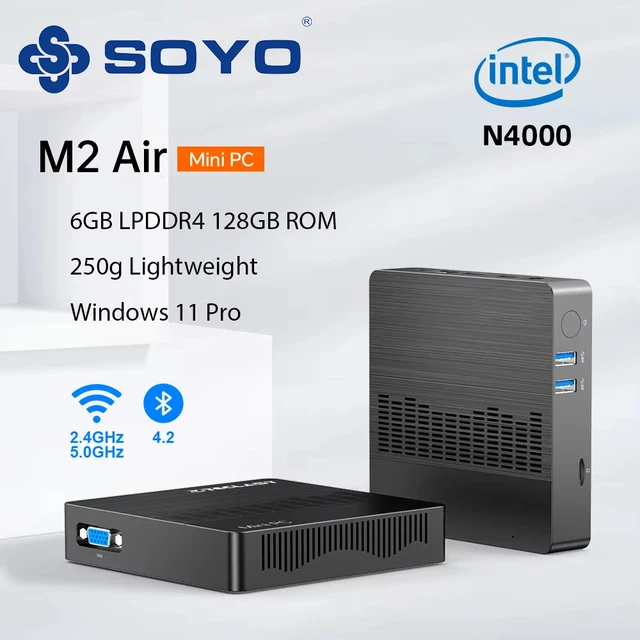 Мини-ПК SOYO M2: мощная 6 ГБ ОЗУ, 64 ГБ EMMC, Intel N4000, Windows 11 Pro — компактный и идеальный для дома, бизнеса и игр 1