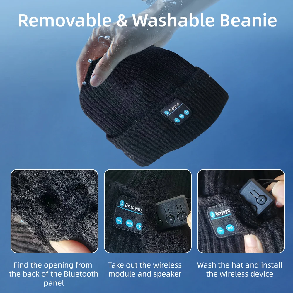 Bluetooth Beanie Hat Wireless Knitted Winter Hat Built-in Microphone and Stereo Speakers Warm Headphone Soft Winter Knit Hat