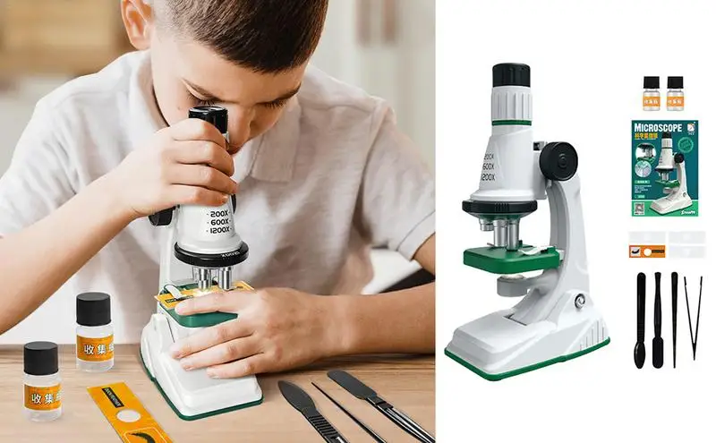 

Детский технический микроскоп, лаборатория биологии, светодиодный научный учебный научный эксперимент, портативный набор для детей