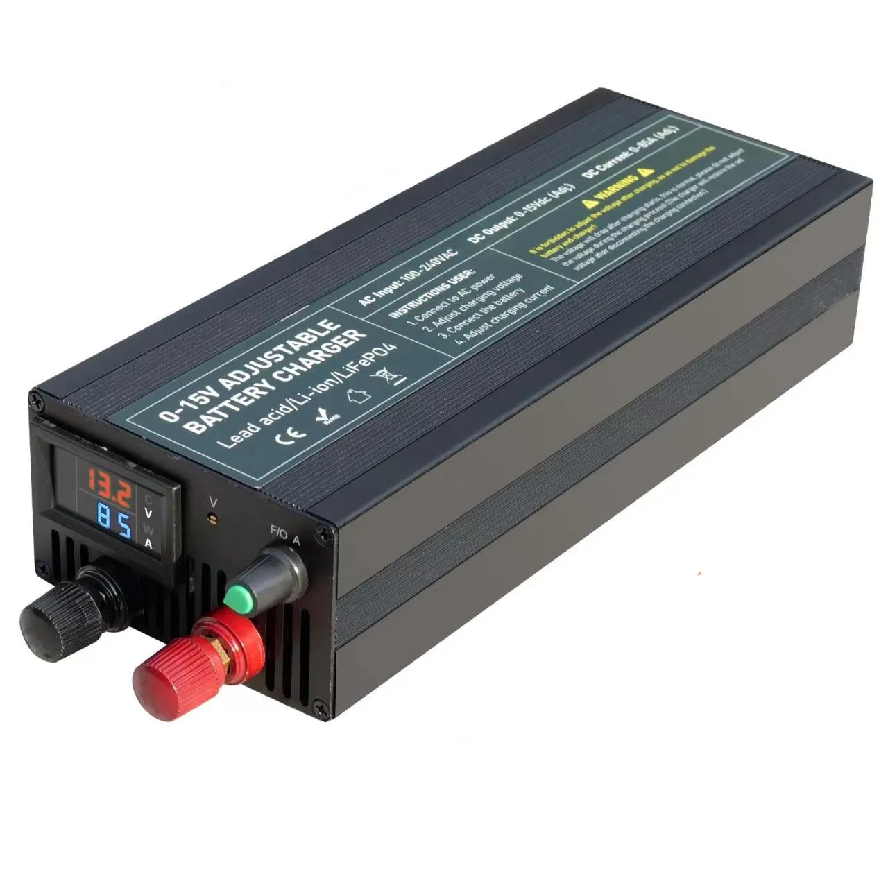 0-100V25A Lifepo4 충전기 24V48V64V72V 고속 충전기 리튬 배터리 충전기 14.6V 100A 60A 배터리 어댑터 조정 가능한 전압