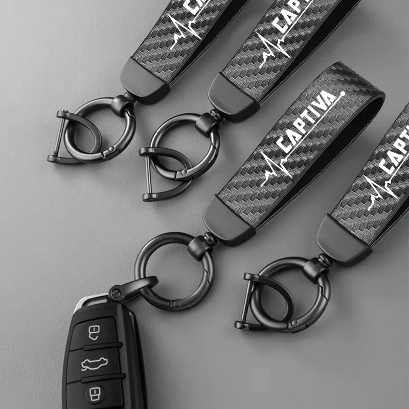 Carbon Leather Car Keychain Chain Key Rings for Chevrolet Captiva 2008