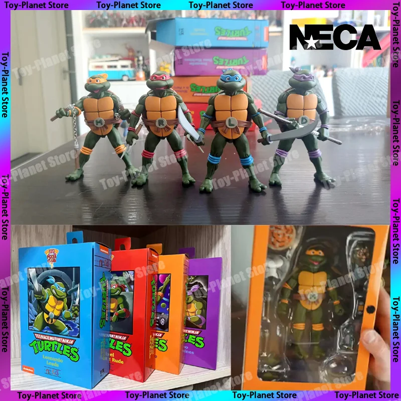 

[In Stock] Neca Leonardo Leads Turtles Figures Pizza Club Tmnt Turtles SHF Anime Action Figure Statue Figurine Model Gifts Toys