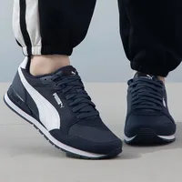 Chaussures de course basses en cuir PUMA, résistantes à l'usure et légères, identiques pour hommes et femmes, bleu foncé 384857-02 3
