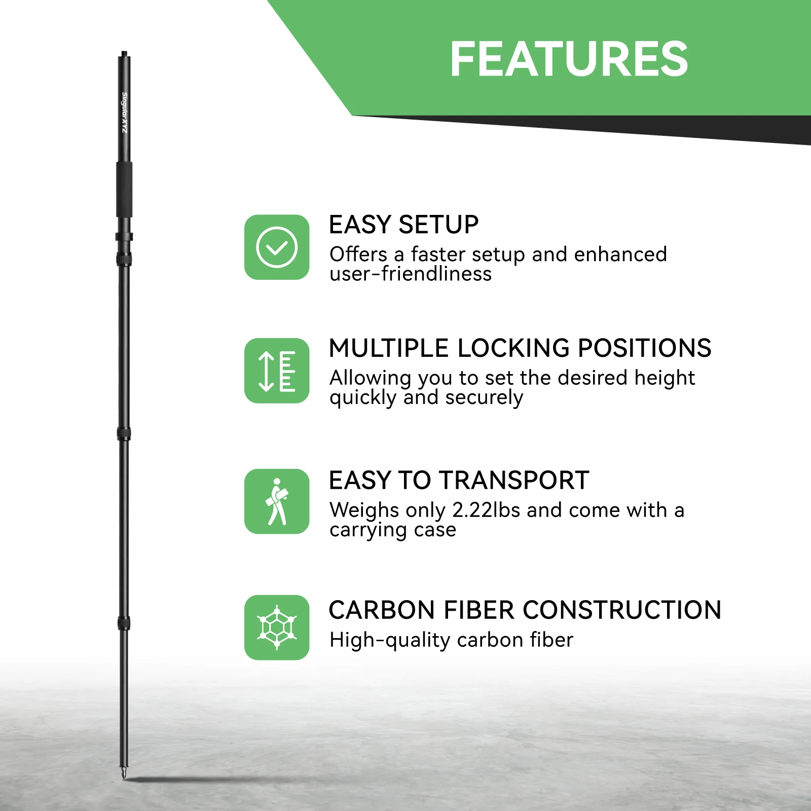 SingularXYZ Surveying Bipod Aluminum Stand w/Telescopic Struts GPS Pole Durable