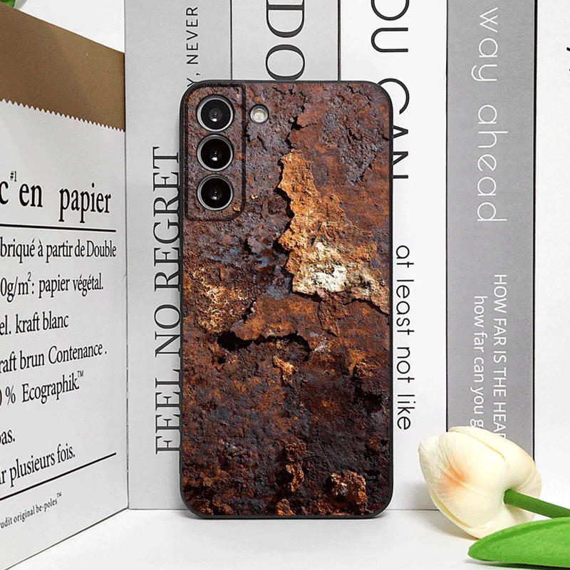 Artistic Rusty Metal Surface Pattern Shockproof Phone Case with Soft Cover