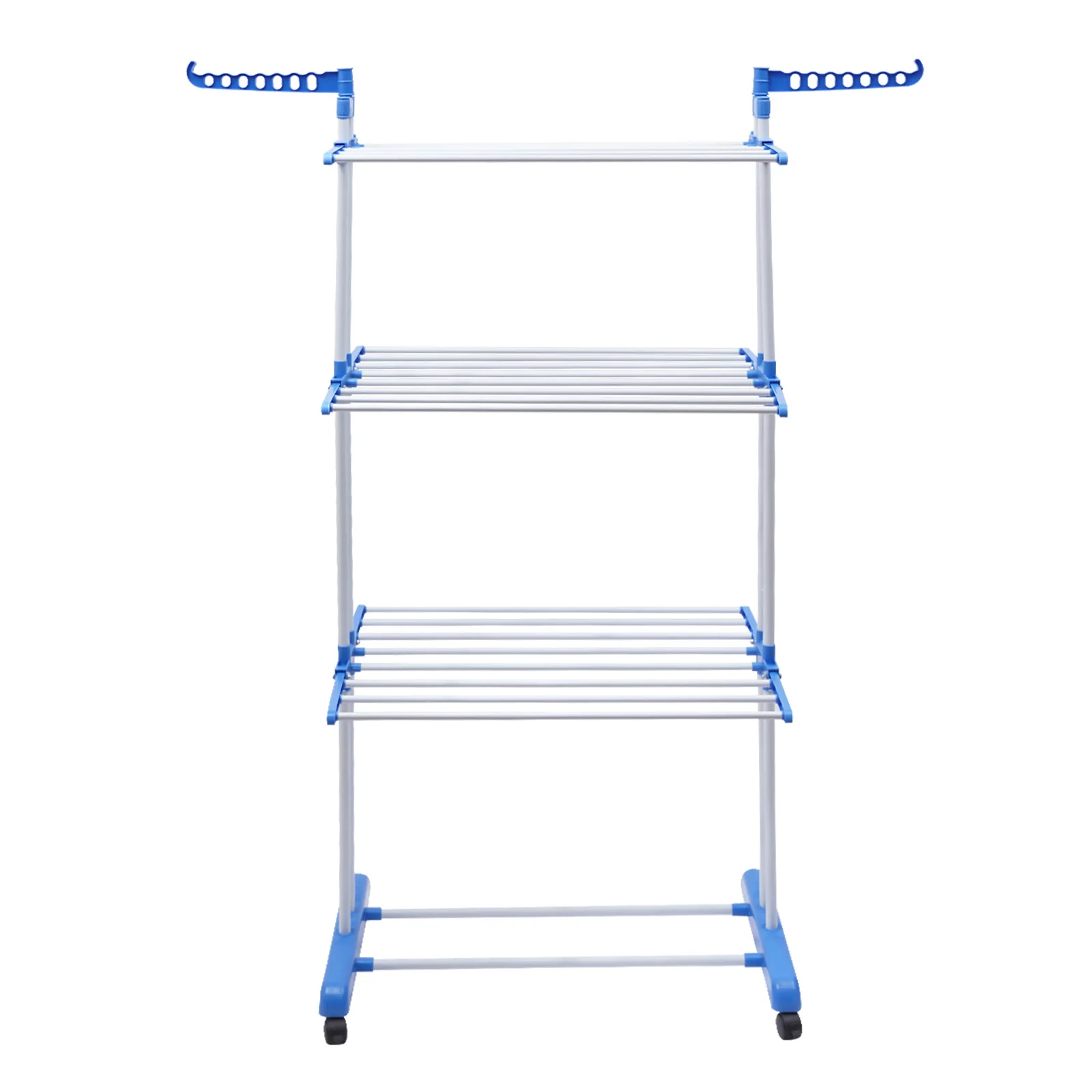 Clothes Drying Rack Folding Clothes Rail 4-tier Clothes Horses Rack Stainless Steel Laundry Garment Dryer Stand W/ 2 Side Wings 3
