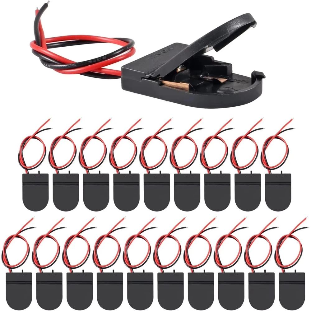 20pcs cr2032 Battery Holder Coin Cell Holder 1 x 3V CR2032 Battery Holder with Leads On Off Switch CR2032 Button Coin Cell