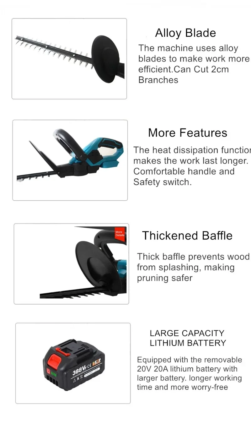 21V Cordless Hedge Trimmer Household Garden Trimmer Pruning Saw Lawn Mower Electric Hedge Trimmer Garden Tool 4