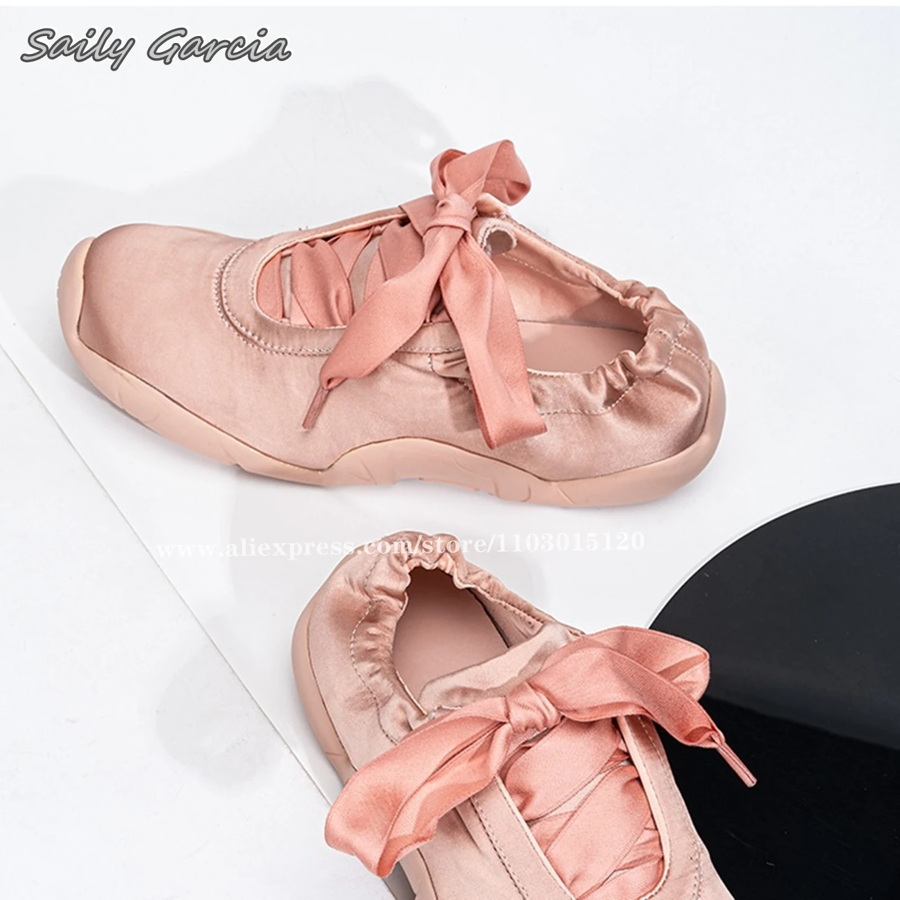 Solid Silk Elastic Heel Lace Up Ballet Flats 2024 New Fashion All-Match Casual Shoes Round Toe Anti-slip Daily Women Shoes