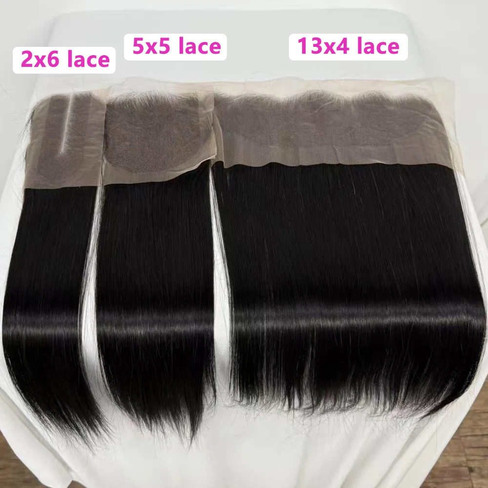 Unprocessed Soft Hair Straight Big Lace Closure 2x6 5x5 13x4 Transparent Lace Frontal Hair Lace 14-30inches Available