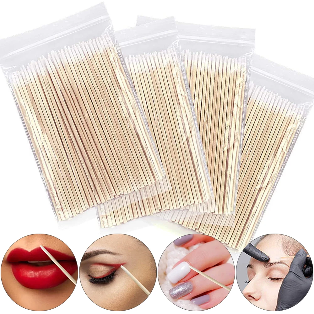 100/300/500pcs Disposable Cotton Swab Nails Wood Clean Sticks Makeup
