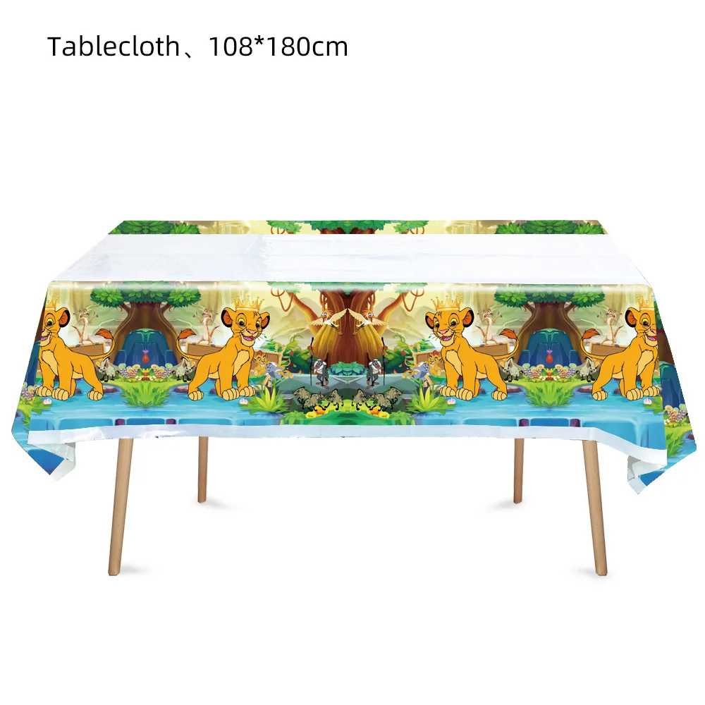 Disney Lion King Party Tablecloth Decorations Kids Birthday Supplies Jungle Lion Tablecover Set for Boys Girls Baby Shower Gifts