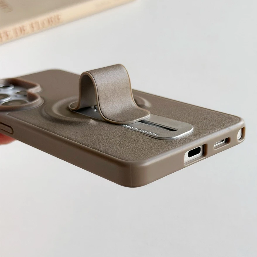 Magnetic PU Leather Luxury Shockproof Phone Case with Adjustable Ring and Creative Bracket