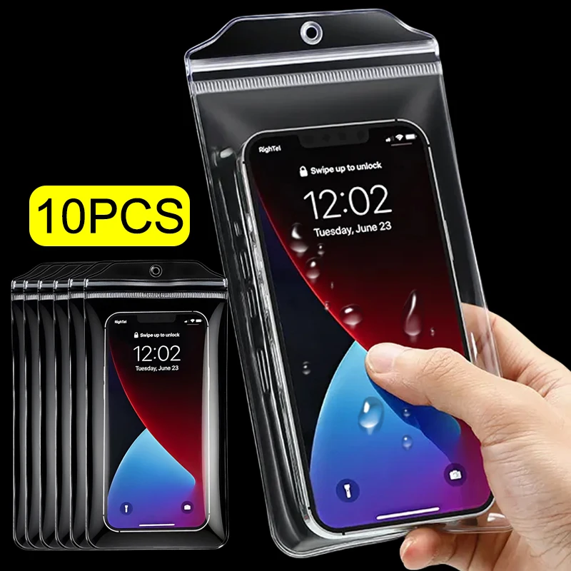 Thickened Transparent Phone Bag Waterproof & Dustproof Zipper Pouch Universal Mobile Phone Multifunctional Storage Bags 1-10Pcs