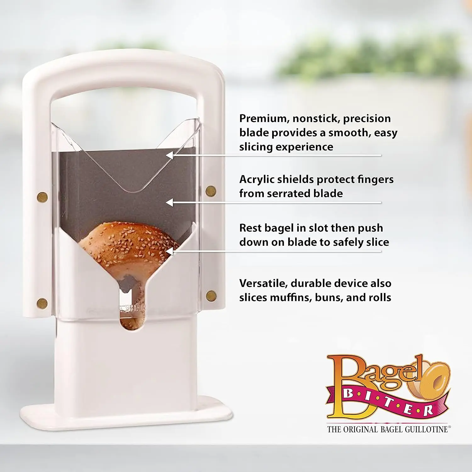 Original Bagel Guillotine Slicer with Serrated Blade 4