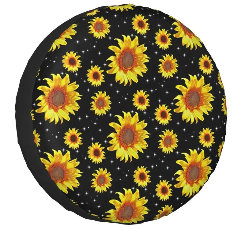 

Sunflower Pattern Tire Cover 4WD 4x4 RV Floral Spare Wheel Protector Accessories Fit for Toyota Jeep Hummer 14" 15" 16" 17" Inch