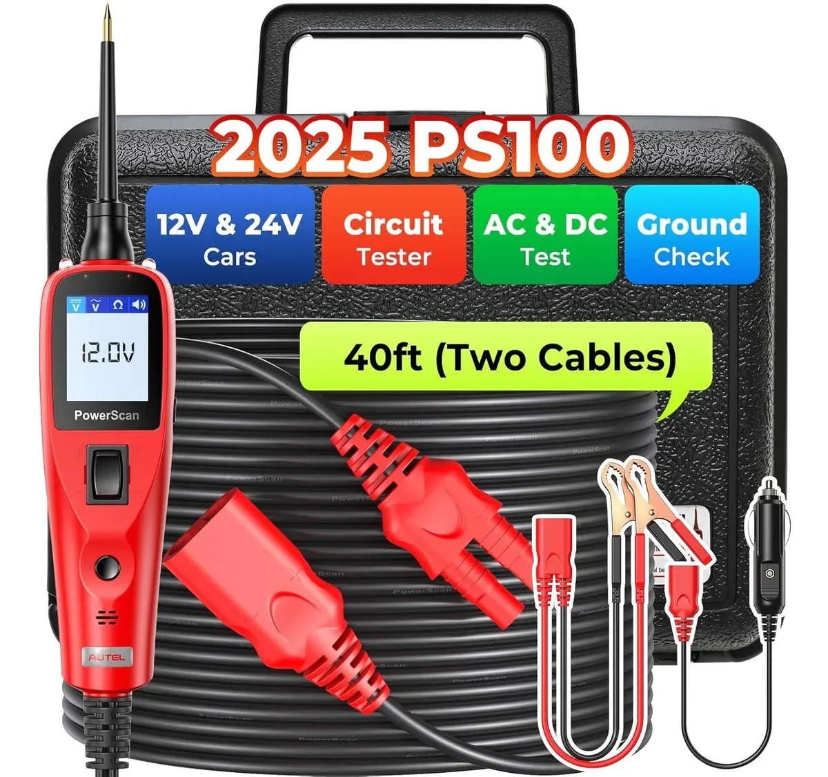 Circuit Tester Circuit Detector Probe Pen Tester Auto Diagnostic Scanner Voltage Test Pen 2025 Autel PS100 Automotive Circuit Tester Power Scan Probe Test Kit Electrical System AC DC Voltage Car Diagnostic Tool 12V 24V