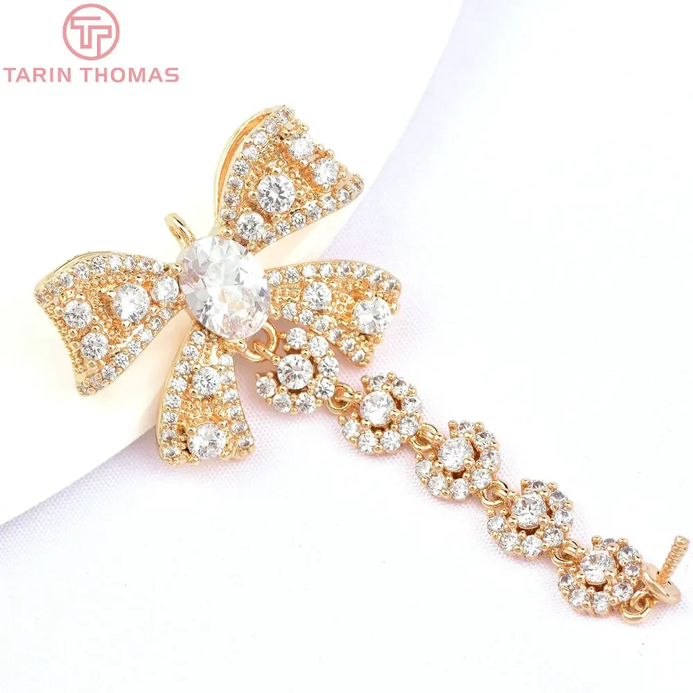 

Латунные подвески с бантом из циркония, 24 К, 26 х6394 мм (56,5)