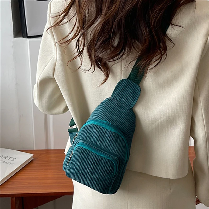 

Newly Women Chest Pack 2023 Bags for Women Female Sling Bags Crossbody Shoulder Chest Bag Casual Girls Corduroy Messenger Pack