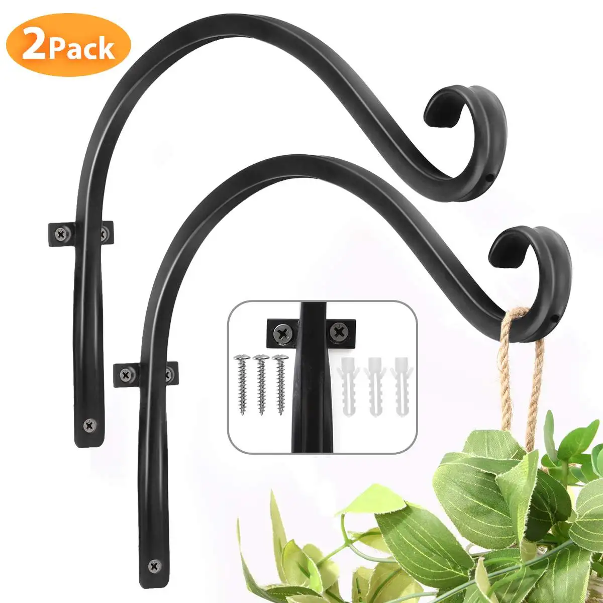 

Wall Bracket Hooks Iron Hanging Towel Rack Practical Wall Mounted for Door Decoration Flower Baskets Decorative Hooks