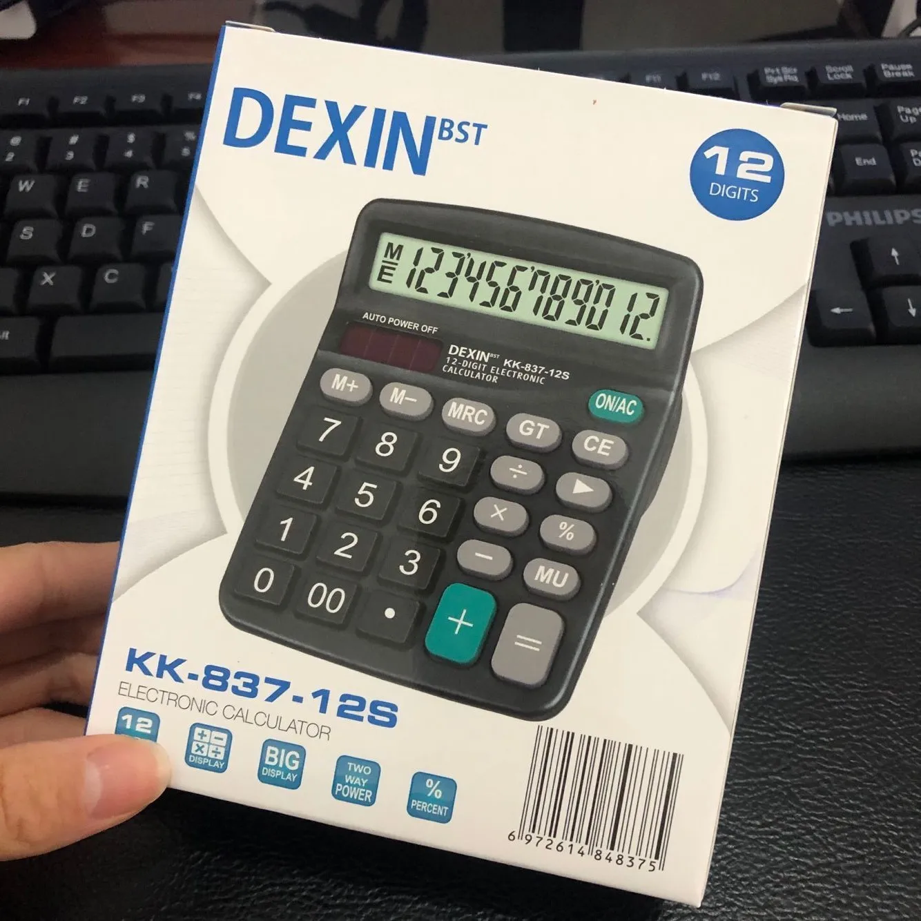 Solar Powered Calculator - 12 Digit Dual Power Supply for Accounting