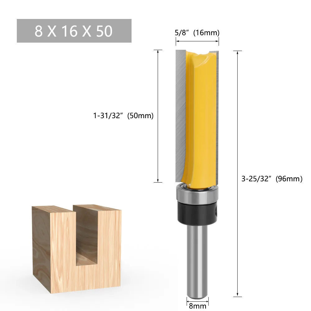 LAVIE 1PC 8mm Schaft Muster Bit Flush Trim Bit Gerade Bit Mit Bering Scharnier Stemmen Router Bit Holz trimmer Cutter C08013 – Detail 4