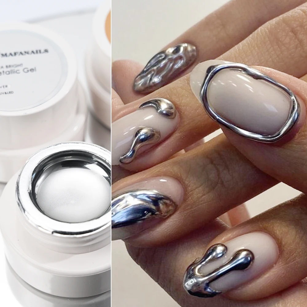 1Box Gold Metallic Painging Gel Nail Polish Super Bright Gold/Silver Mirror Metal Chrome Varnish Drawing French Line Nail Gel*&^ 3