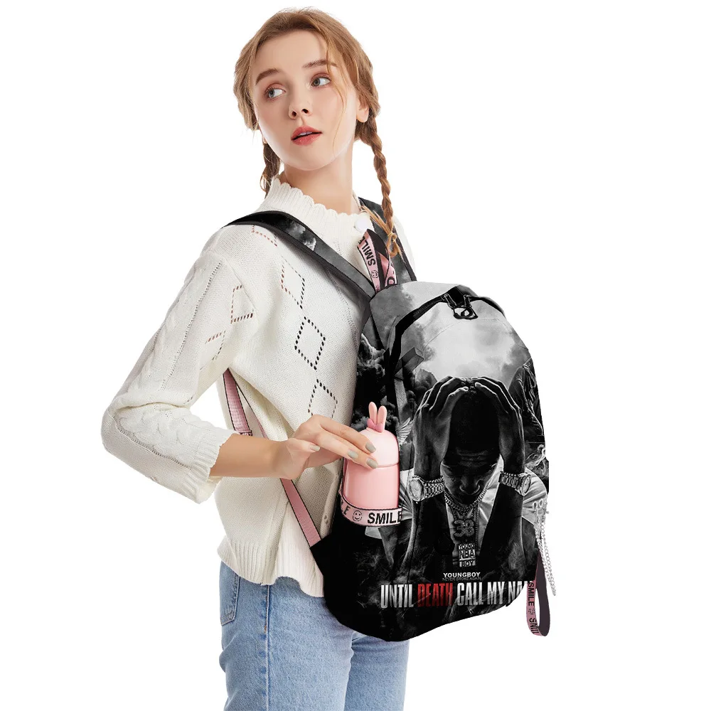 Trendy YoungBoy Never Broke Again pupil Bookbag Notebook Backpacks 3D Print Oxford Waterproof Boys/Girls Travel Backpacks
