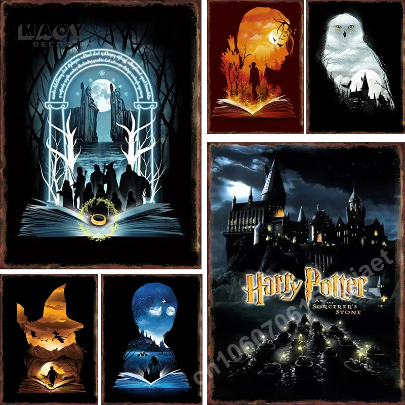

Classic Movie Black Robe Wizard and Witchcraft Magic Metal Signs Wall Art Print Living Room Gift Metal Tin Sign Room Home Decor
