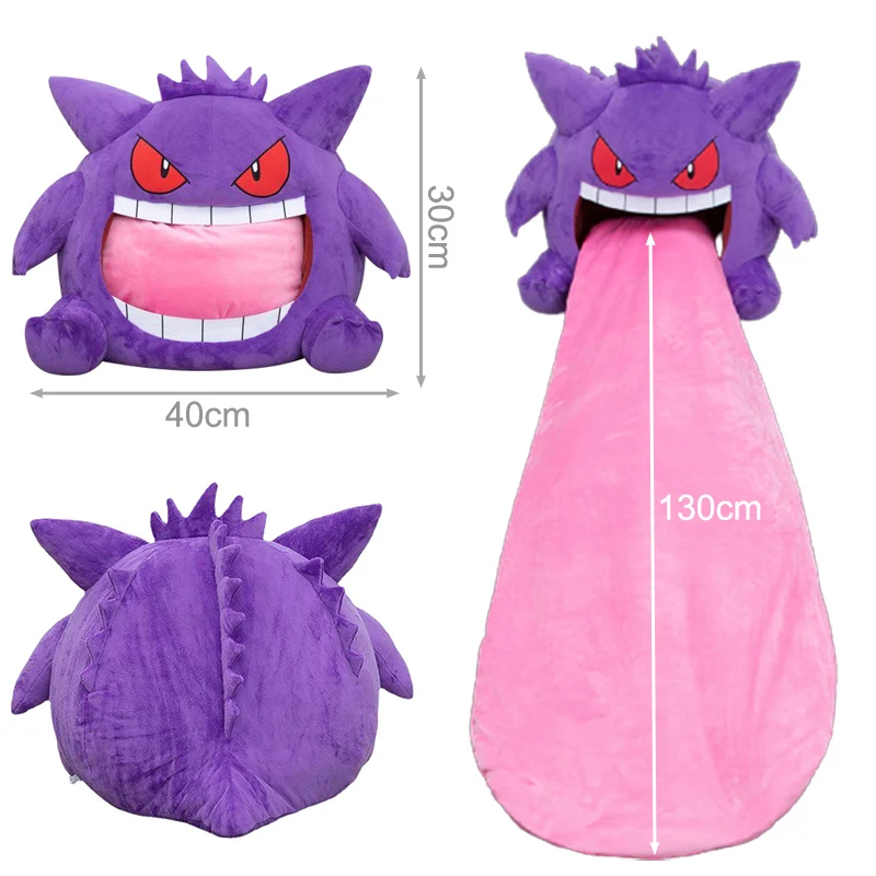 pokemon-anime-gengar-grande-lingua-boneca-de-pelucia-headcover-pequena-quilt-dormir-lance-travesseiro-dupla-finalidade-cheia-criancas-presentes-de-natal