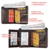 Genuine Leather Mens Wallet RFID Blocking Card Holder ID Money Bag Slim Male Trifold Multi Function Clutch Coin Purse Luxury 5