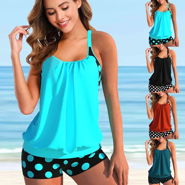 Women's Fashion Striped Swimsuit Two Piece Swimsuit Slim Swimwear Swimwear Tankini Casual Polka Dot Beachwear S-6XL 1
