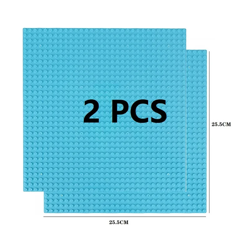 Set of 2 Classic Building Baseplates - Large Plastic Construction Block Bases