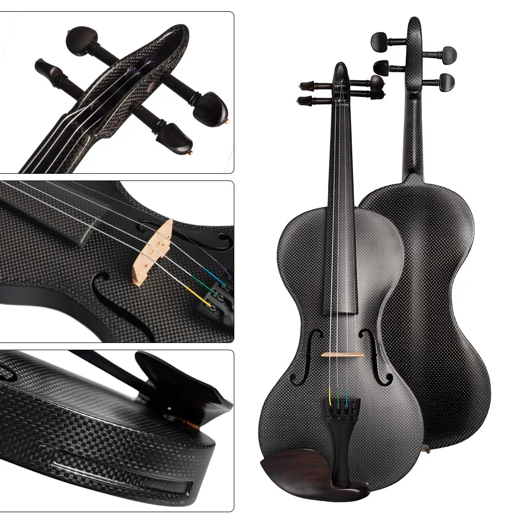 High Quality Matte 4/4 Size Pure Carbon Fiber Violin For Violinist Ebony Tailpiece Birdge Accessories Free Foam Fiddle Case